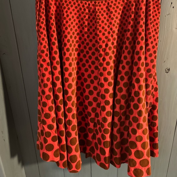 Free People Orange/ Brown Polka Dot Full Skirt, Size 8 - Picture 2 of 9